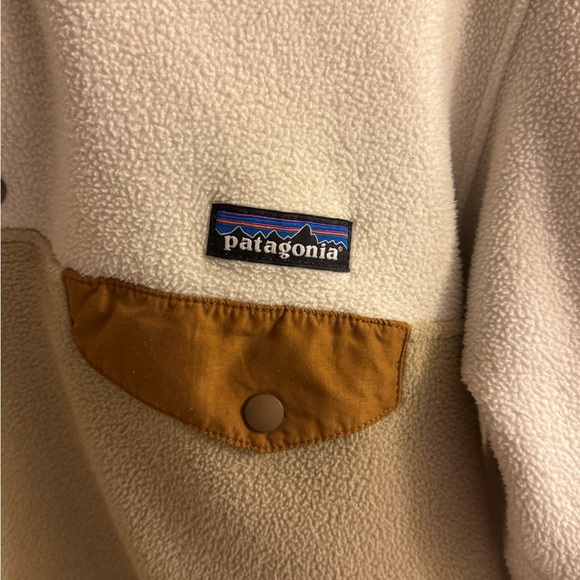 Patagonia  Synchilla White and Tan Fleece Pullover Sz large - Picture 2 of 5